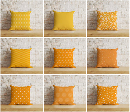 Yellow and Orange Polka Dots Dotted Cushion Covers