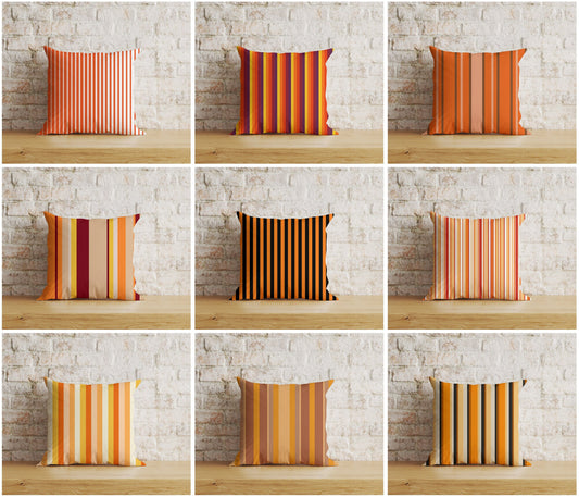 Orange Stripe Cushion Cover Line Throw Cushions