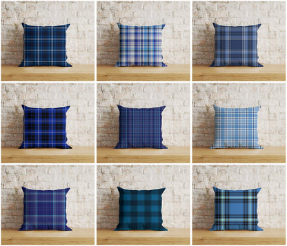 Blue Tartan Plaid Cushion Covers Checkered Pillow Cover