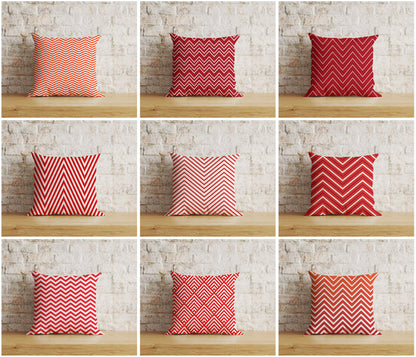 Chevron Red Linen Cushion Covers Zizgzag Linen Pillow Cover