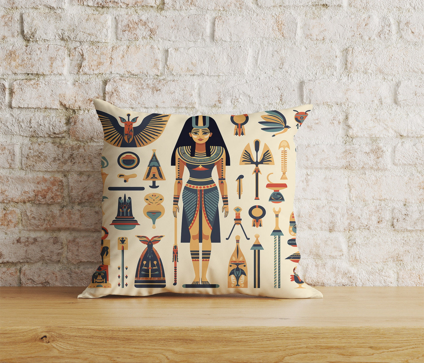 Egyptian Cushion Cover Ancient Hieroglyphs Pillow Cover