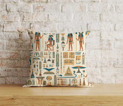 Egyptian Cushion Cover Ancient Hieroglyphs Pillow Cover