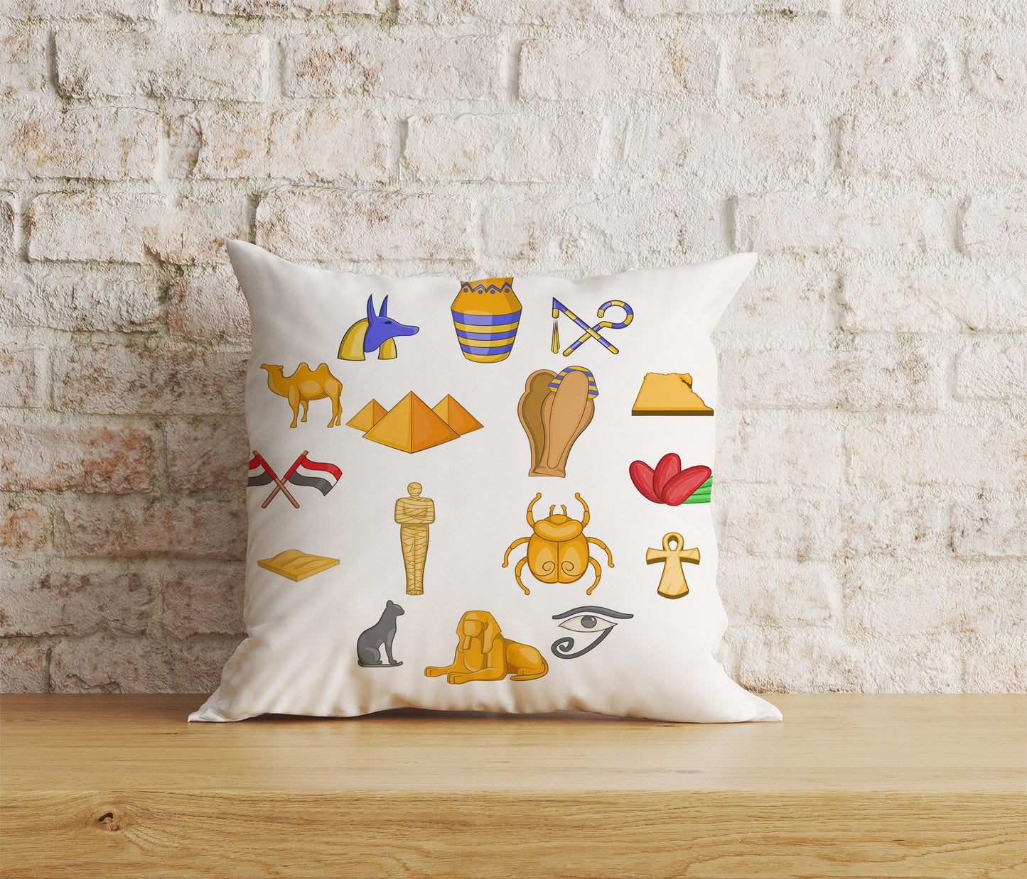 Egyptian Cushion Cover Ancient Hieroglyphs Pillow Cover