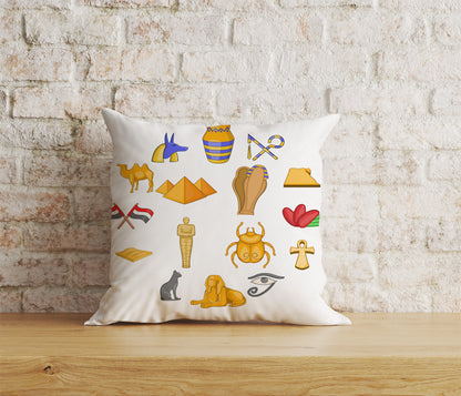 Egyptian Cushion Cover Ancient Hieroglyphs Pillow Cover