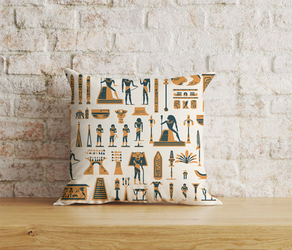 Egyptian Cushion Cover Ancient Hieroglyphs Pillow Cover