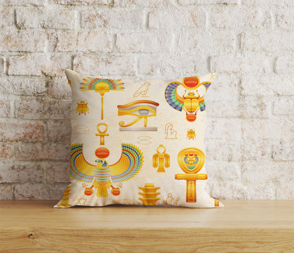 Egyptian Cushion Cover Ancient Hieroglyphs Pillow Cover