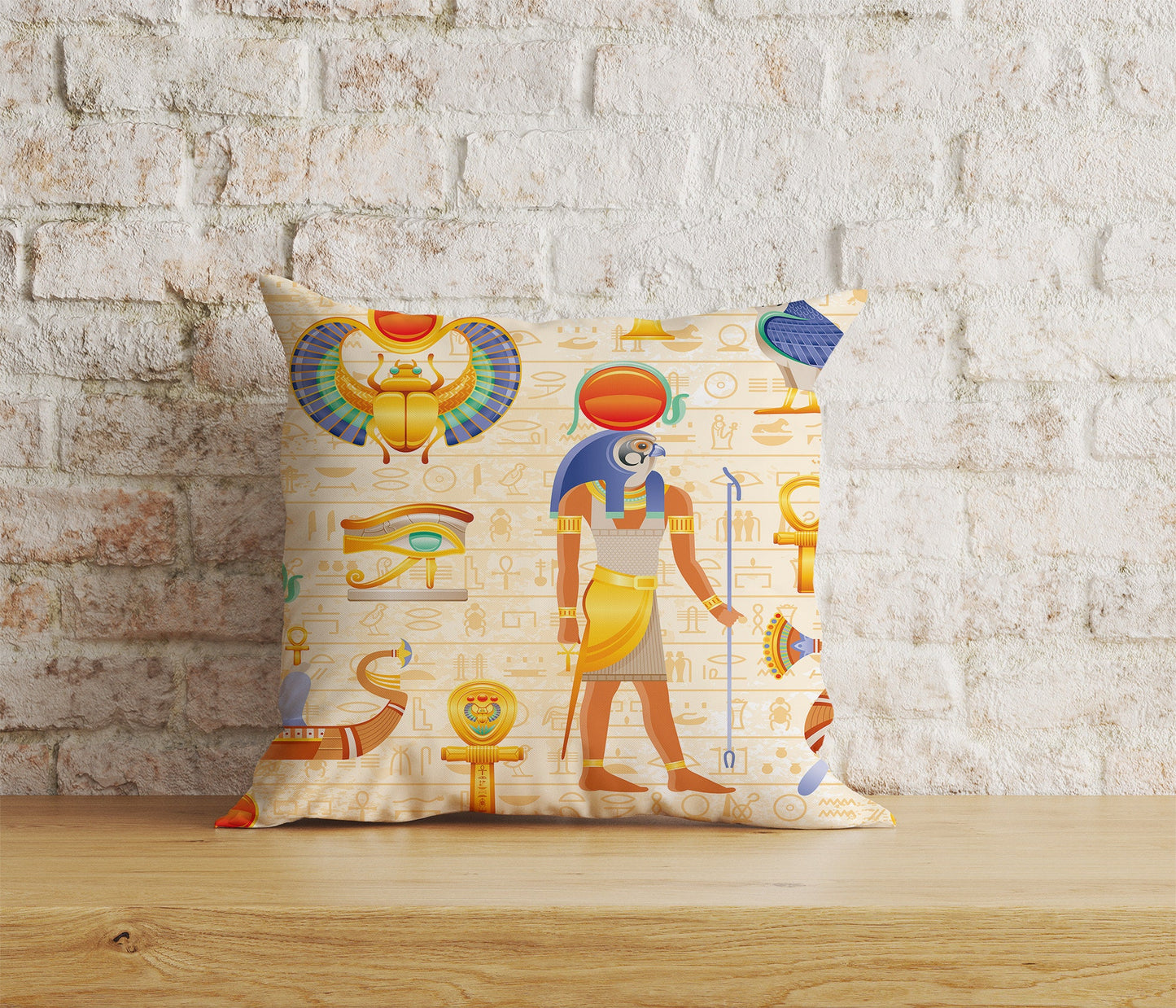 Egyptian Cushion Cover Ancient Hieroglyphs Pillow Cover