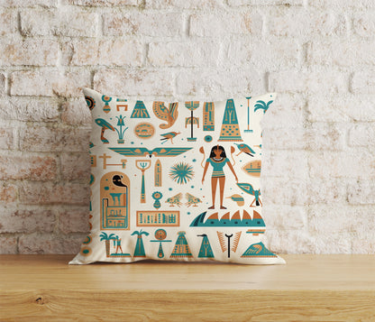 Egypt Pillow Cover Egyptian Hieroglyphs Cushion Cover