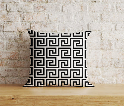 Greek Key Pattern Cushion Cover Black White Pillow Cover