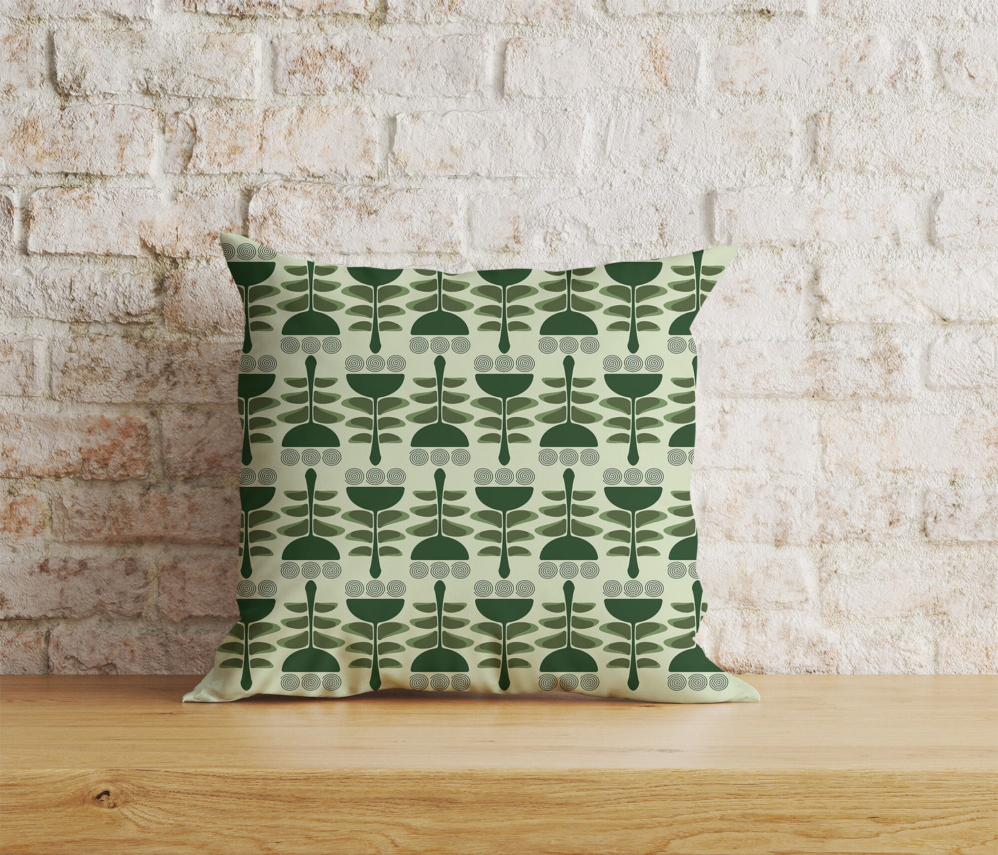 Floral Botanical Flower Cushion Cover Leaf & Spiral Pattern