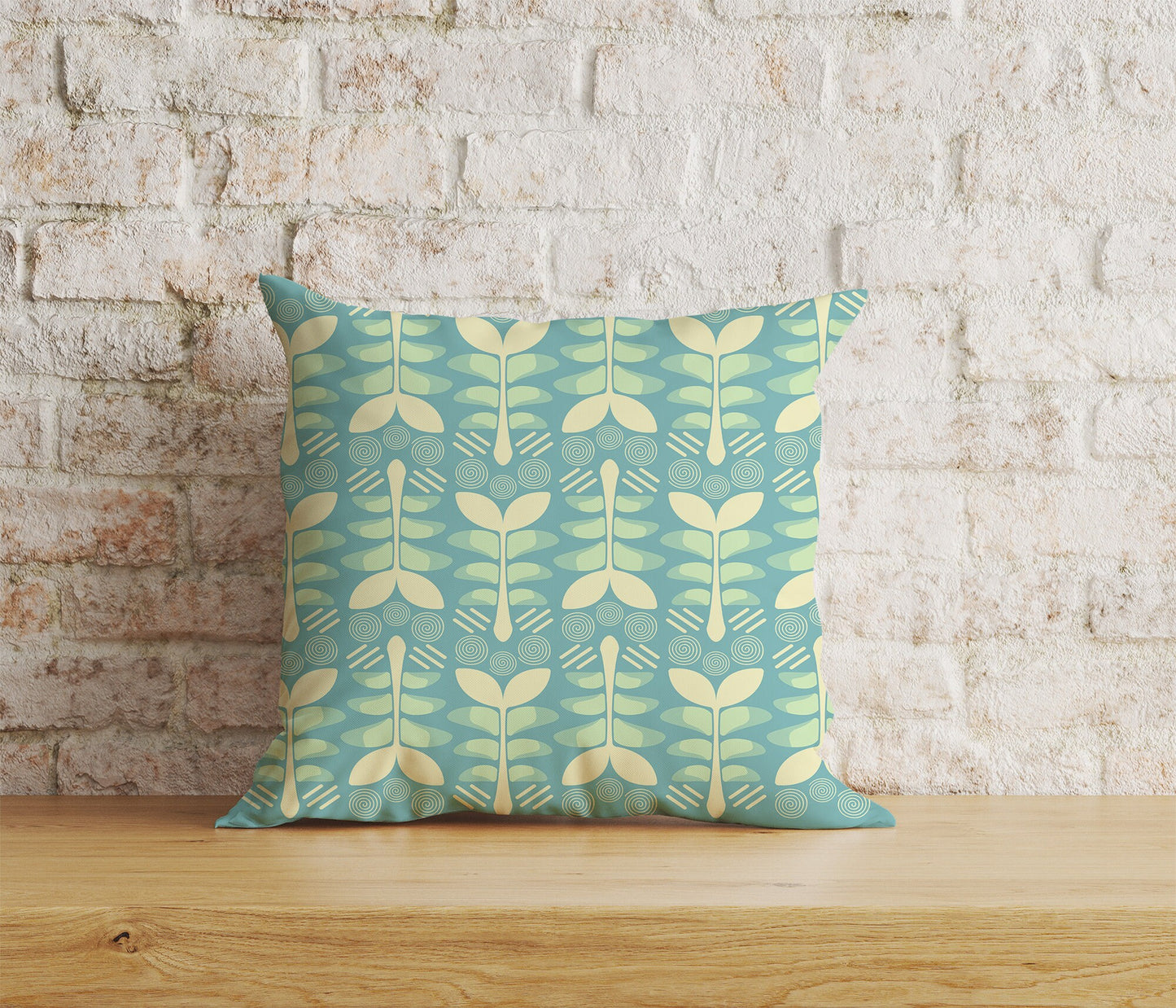 Floral Botanical Flower Cushion Cover Leaf & Spiral Pattern