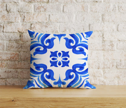 Blue Roman Mosaics Pillow Cover Blue Tiles Cushion Cover