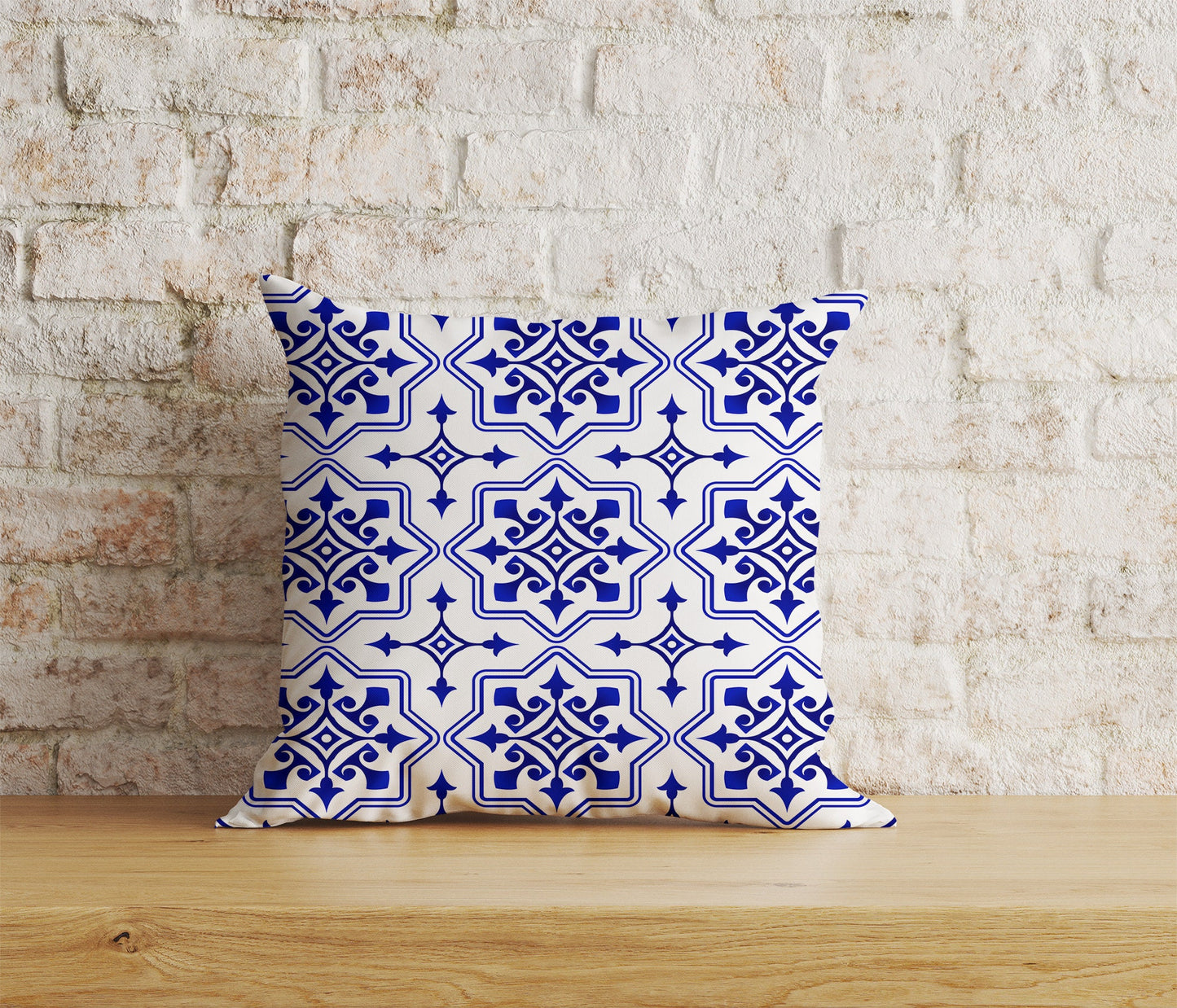 Blue Roman Mosaics Pillow Cover Blue Tiles Cushion Cover