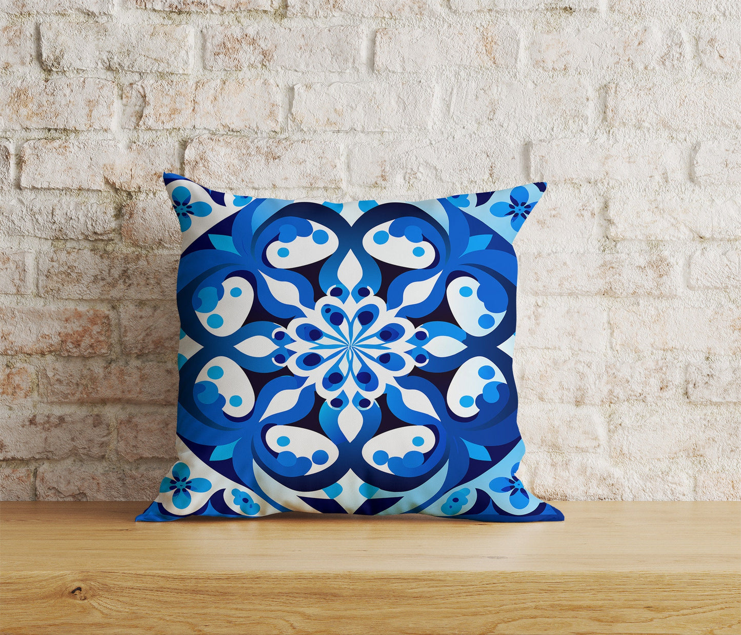 Blue Roman Mosaics Pillow Cover Blue Tiles Cushion Cover