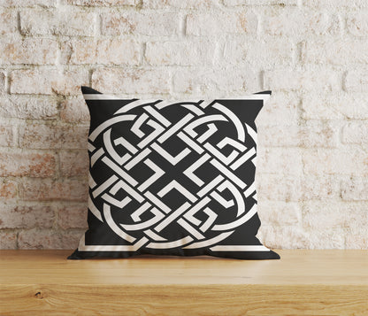 White & Black Celtic Knots Cushion Covers Line Design Pillow