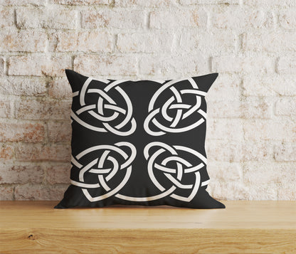 White & Black Celtic Knots Cushion Covers Line Design Pillow