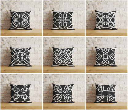 White & Black Celtic Knots Cushion Covers Line Design Pillow