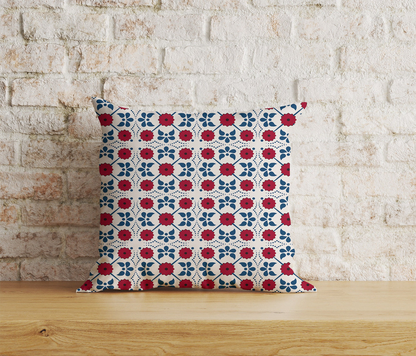 Azulejos Portuguese Red & Blue Pattern Cushion Covers