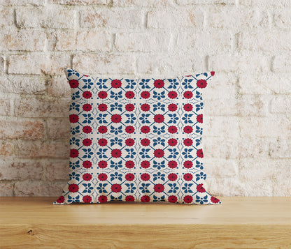 Azulejos Portuguese Red & Blue Pattern Cushion Covers