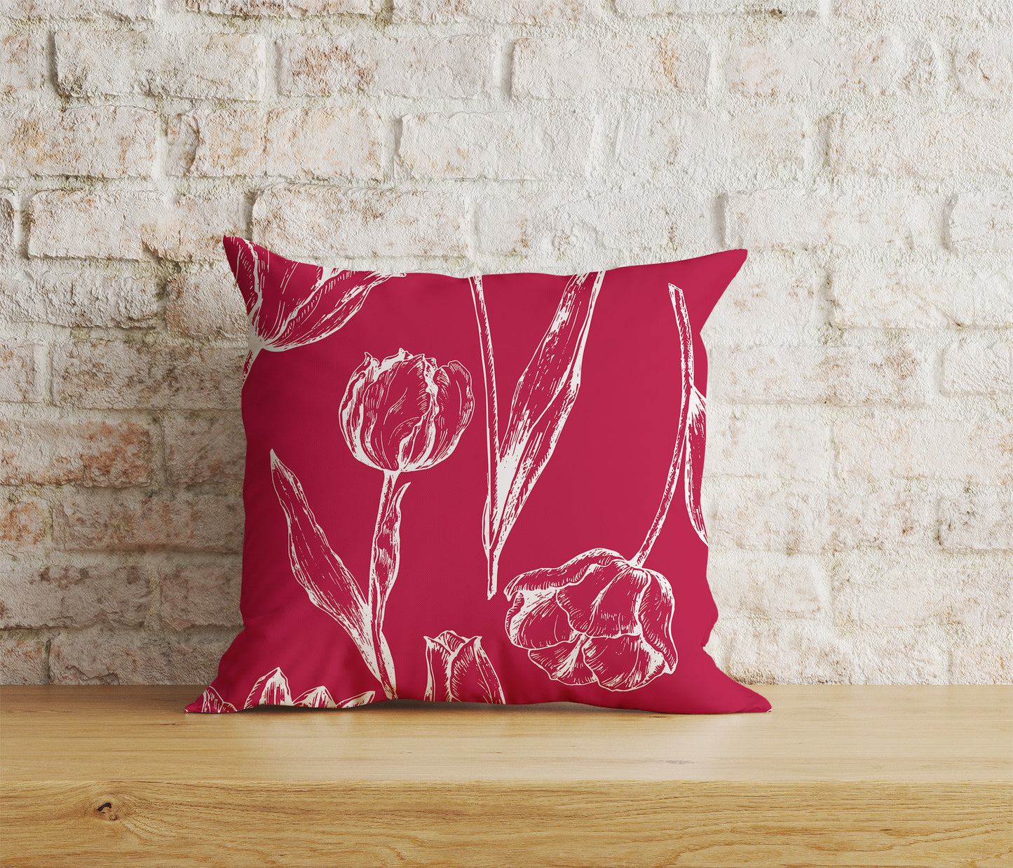 Pink Tulip Cushion Covers Decorative Floral Cushion Case