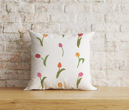 Pink Tulip Cushion Covers Decorative Floral Cushion Case