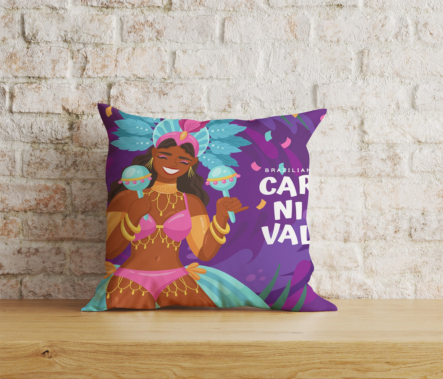 Brasil Carnival Cushion Cover Colorful Mask Throw Cushion