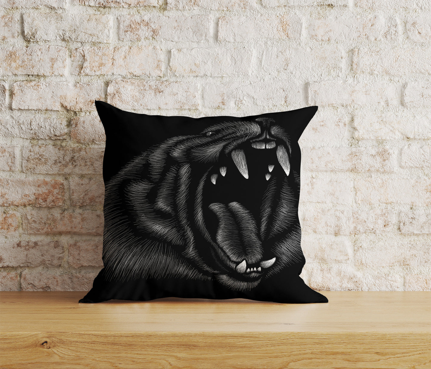 Black Tiger Pillow Covers Black and White Lion Pillow Covers