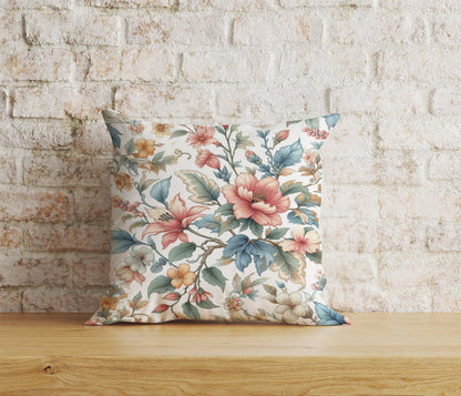 Navy Blue Flower Cushion Cover White Floral Pillow Cover