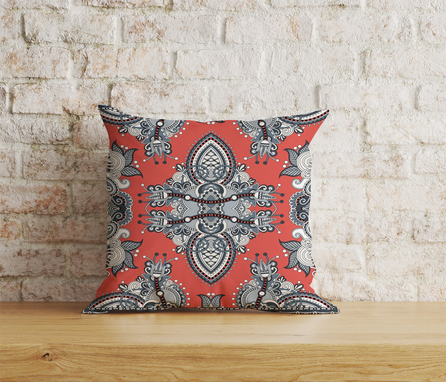 Paisley Bandana Cushion Cover Red & White Paisley Bandana