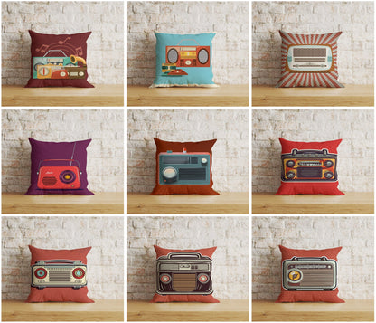 Retro Radios Cushion Cover Vintage Radio Throw Cushions