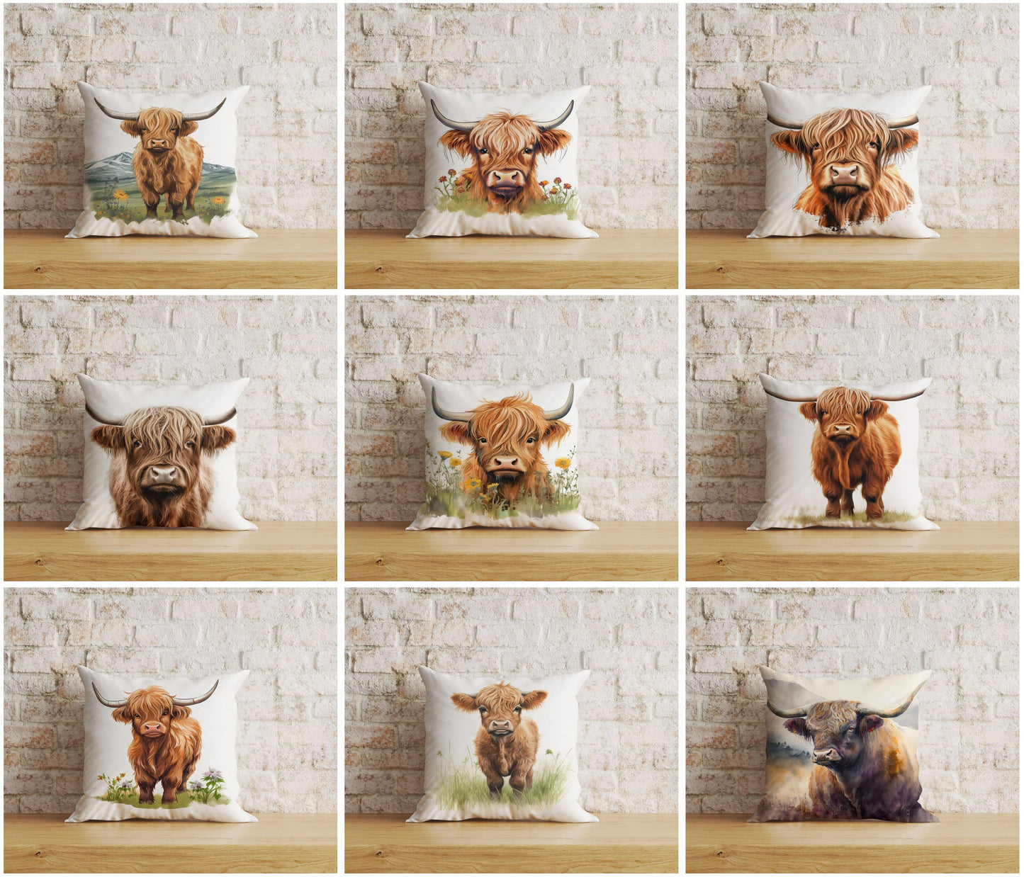 Highland Cow Cushion Cover Horns and Long Cow Throw Cushions