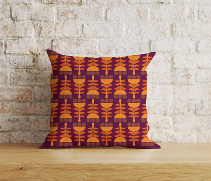 Floral Botanical Flower Cushion Cover Leaf & Spiral Pattern