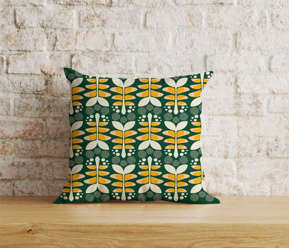 Floral Botanical Flower Cushion Cover Leaf & Spiral Pattern