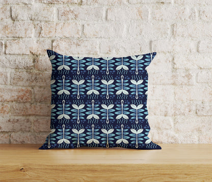 Floral Botanical Flower Cushion Cover Leaf & Spiral Pattern