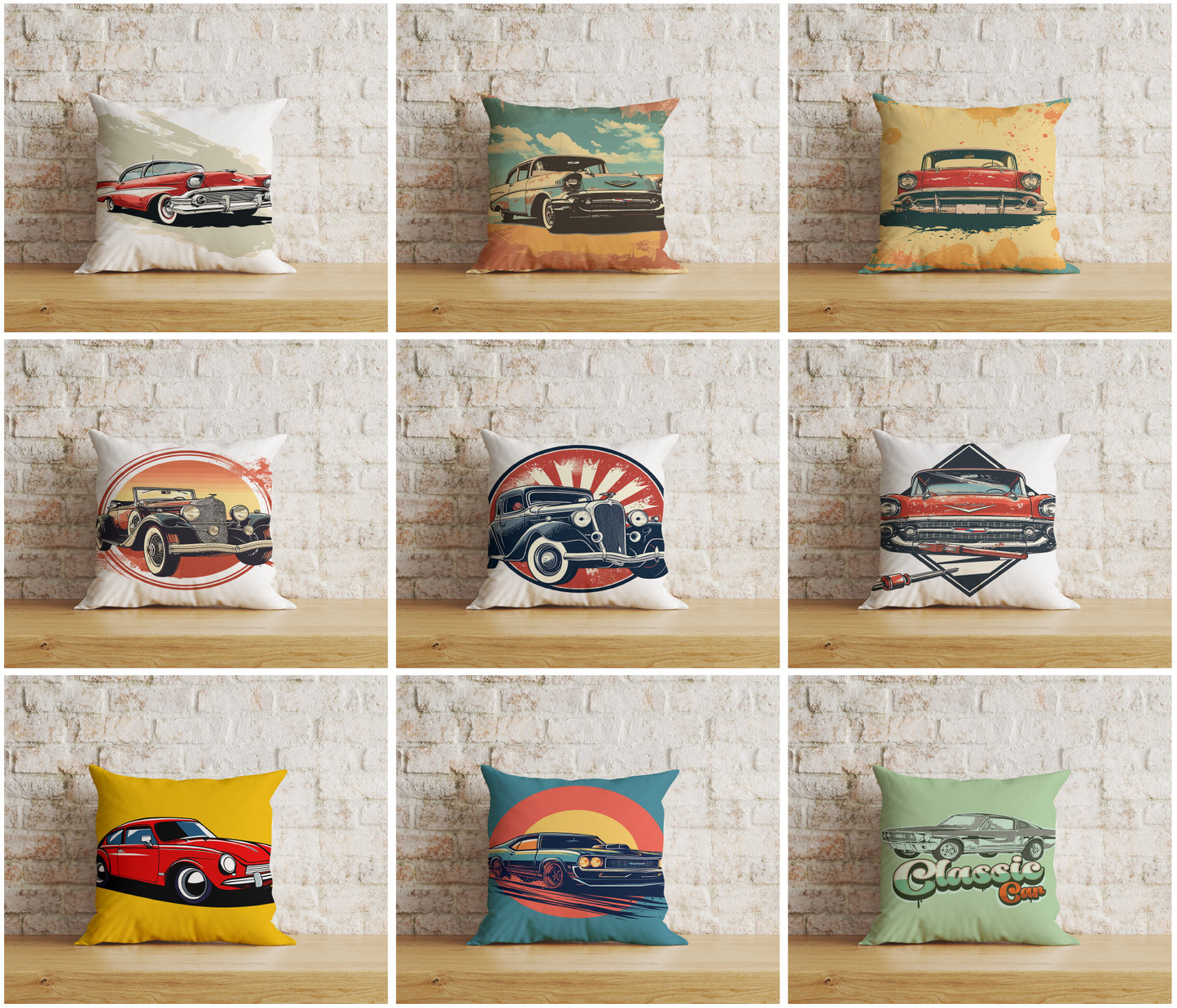 Classic Cars Cushion Cover Retro Car Throw Cushions