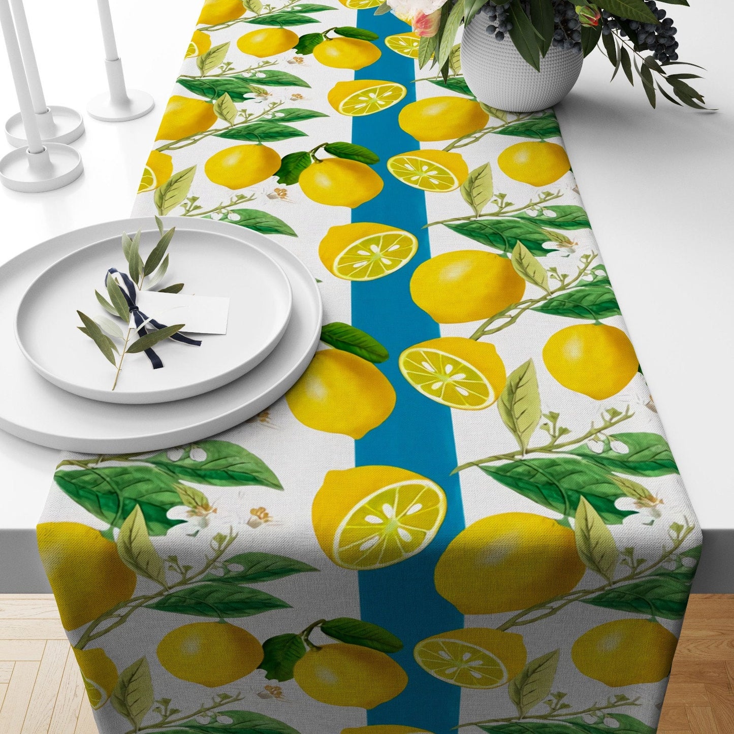 Lime Yellow Summer Fruit Dining Room Table Runner