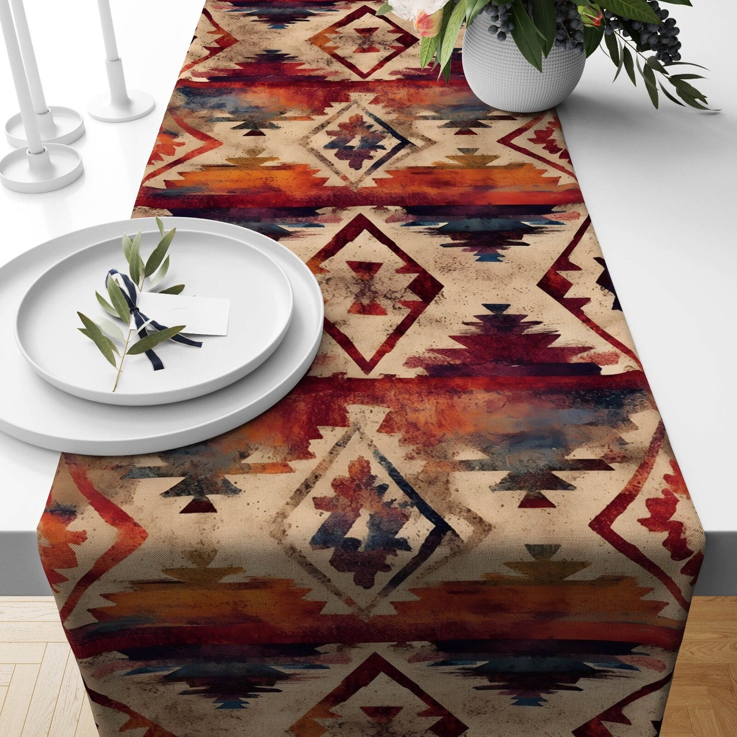 Rug Style Ethnic Turkish Kilim Printing Table Runner