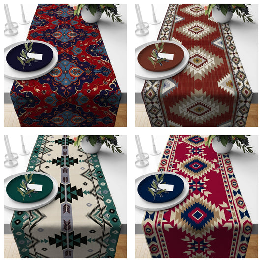 Turkish Kilim Geometry Kitchen Decoration Table Runner