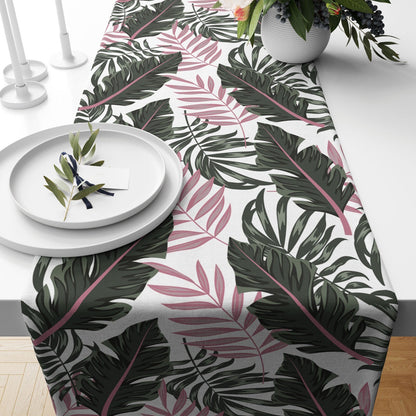 Green Plants Table Runner Floral Table Cloth Summer Trend