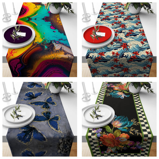 Vivid Colourful Retro Floral Dining Room Table Runner