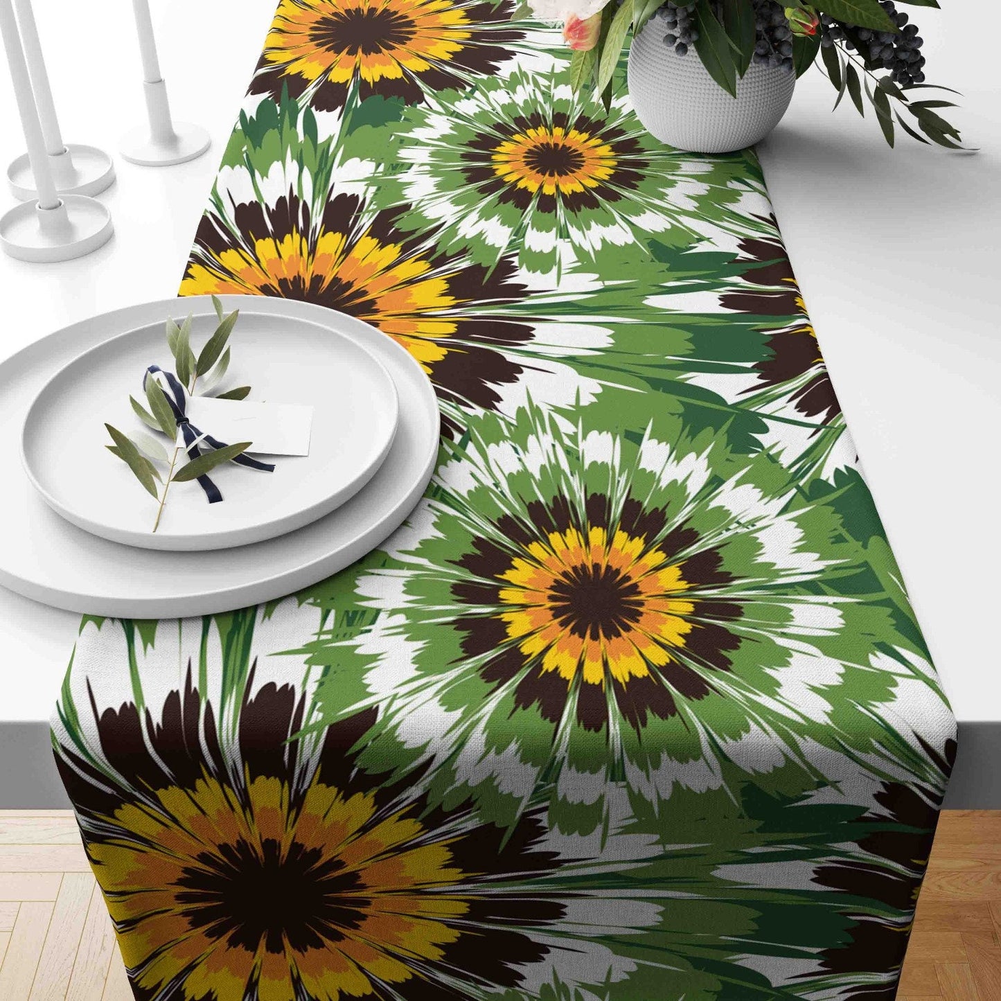 Sunflower Summer Flowers Farmhouse Decor Table Runner