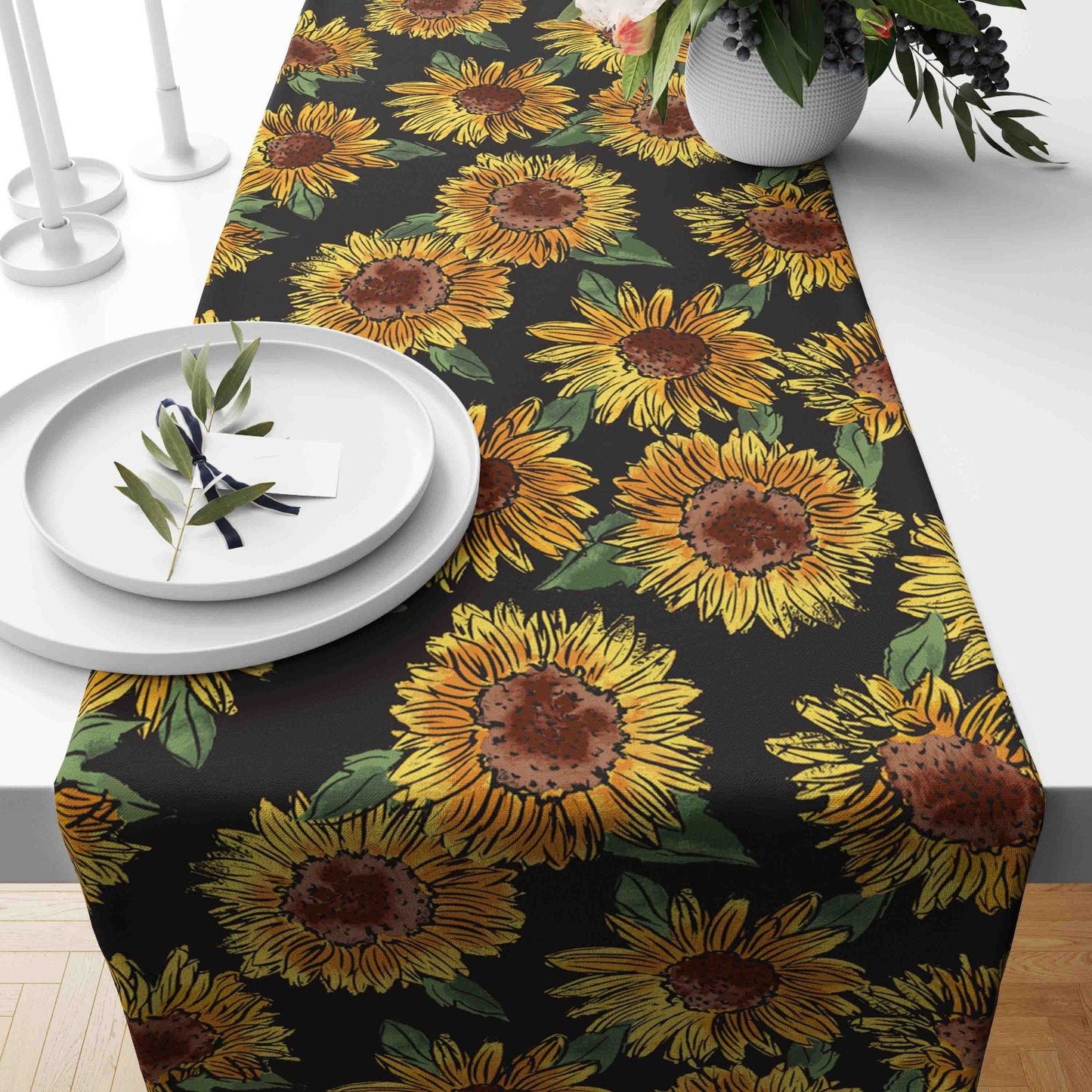 Sunflower Summer Flowers Farmhouse Decor Table Runner