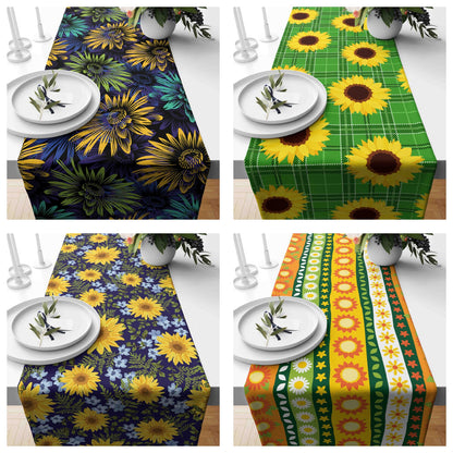 Floral Table Runner Sunflower Kitchen Table Clouth Vivid