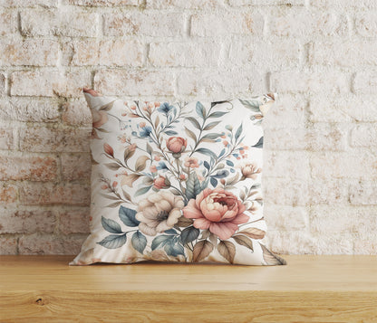 Navy Blue Flower Cushion Cover White Floral Pillow Cover