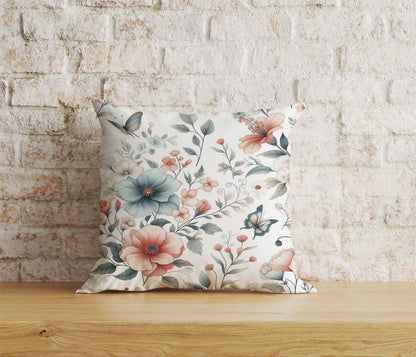 Navy Blue Flower Cushion Cover White Floral Pillow Cover