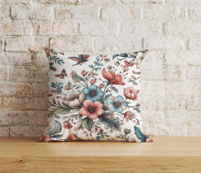 Navy Blue Flower Cushion Cover White Floral Pillow Cover