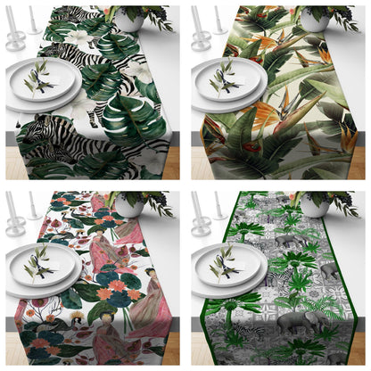 Zebra & Elephant Table Cloth Japonese Woman Table Runner