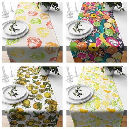 Fruit Design Table Runner Lemons Kitchen Runner Tablecloth