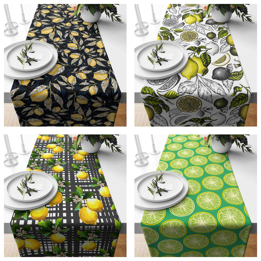 Floral Lemons Table Decor, Summer Fruit Trend Tablecloth