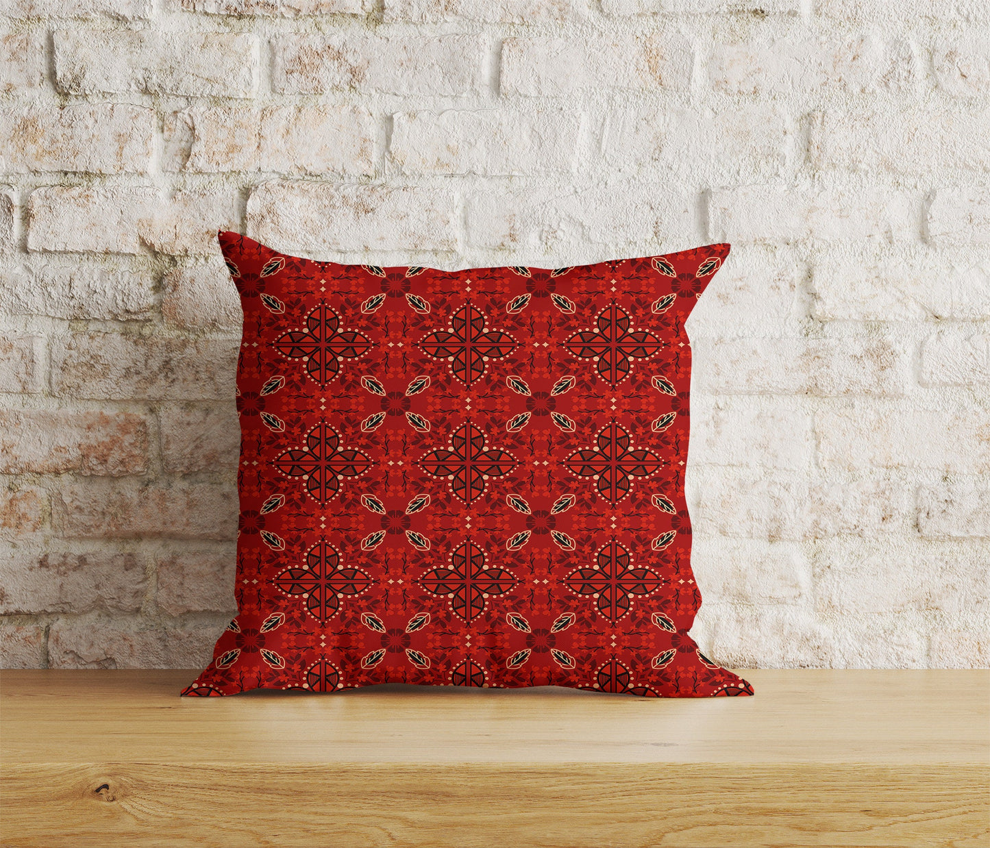 Ethnic Turkish Red Kilim / Rug Pillow Cover Boho Traditional